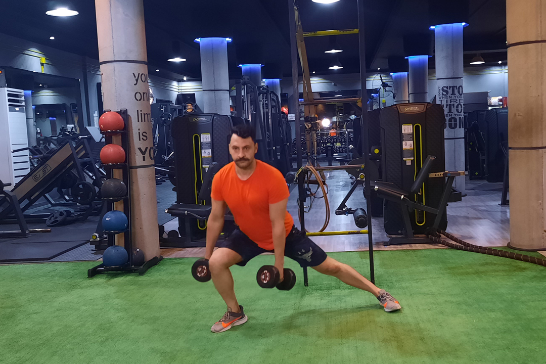 لانجز به پهلو دمبل متناوب